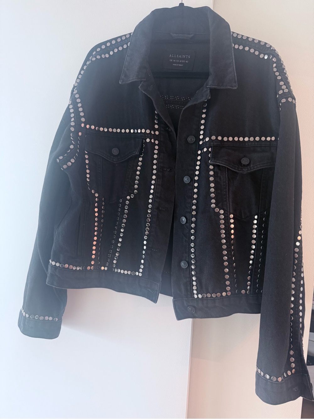 All Saints Black Studded Denim Jacket
